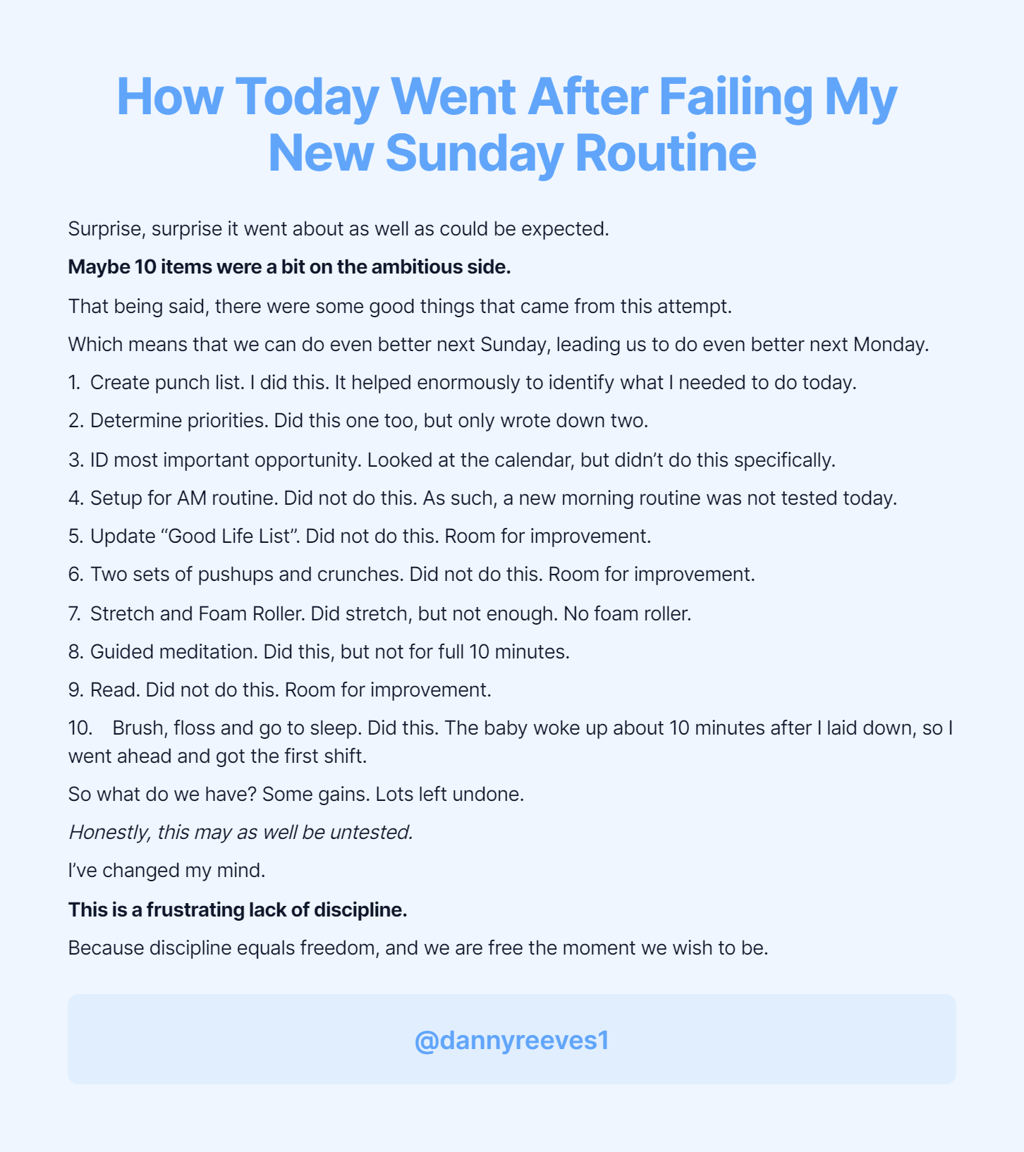 Failing Routine How Today Went After Failing My New Sunday “Routine” – Don't Like It ...